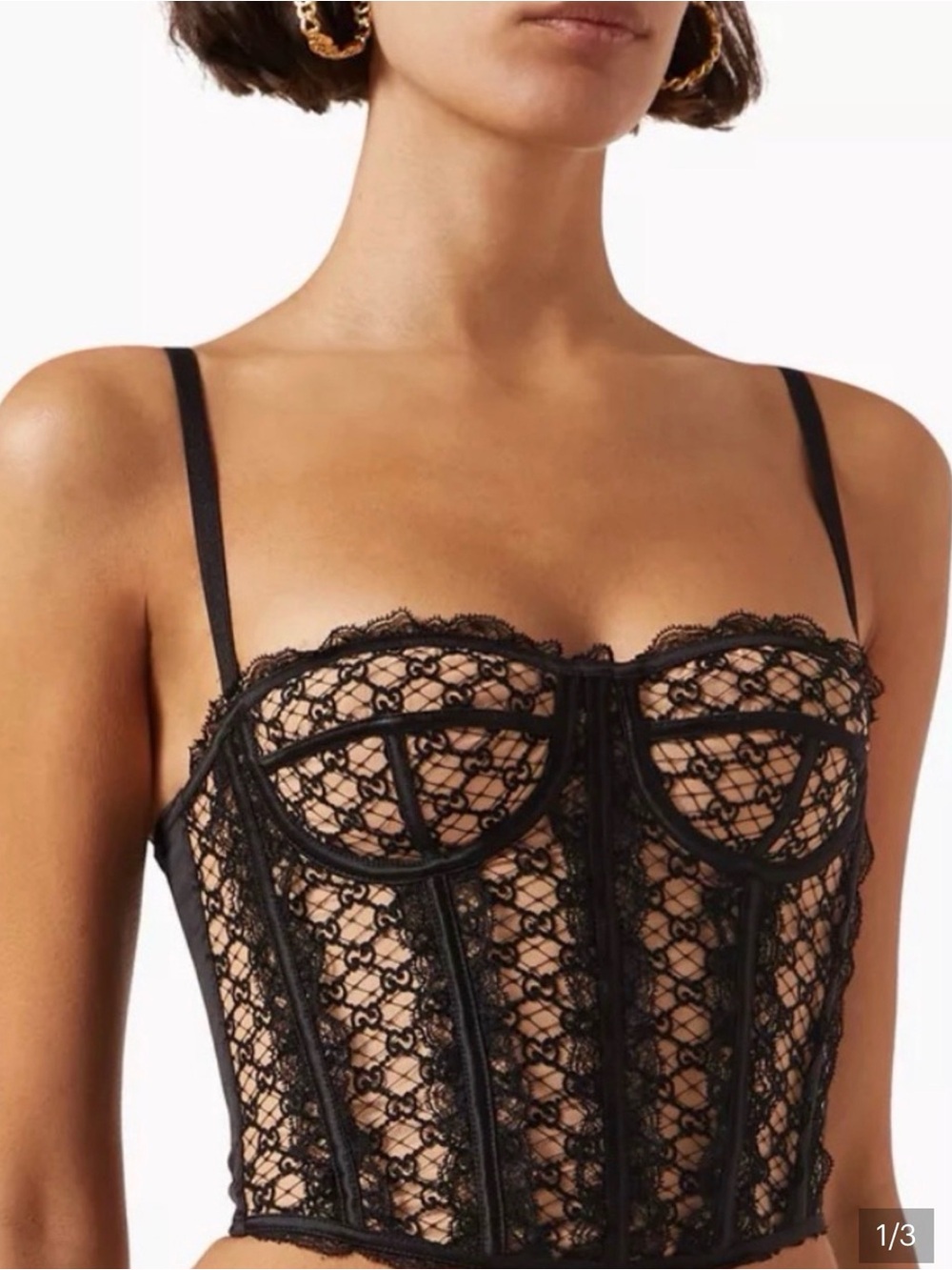 Gucci Black Lace Longline Bustier Top